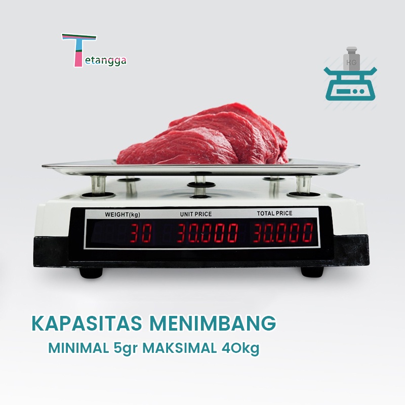 Timbangan Buah 40 Kg / Ccomputing Scale 40 Kg Double Display Digital Computing Scale