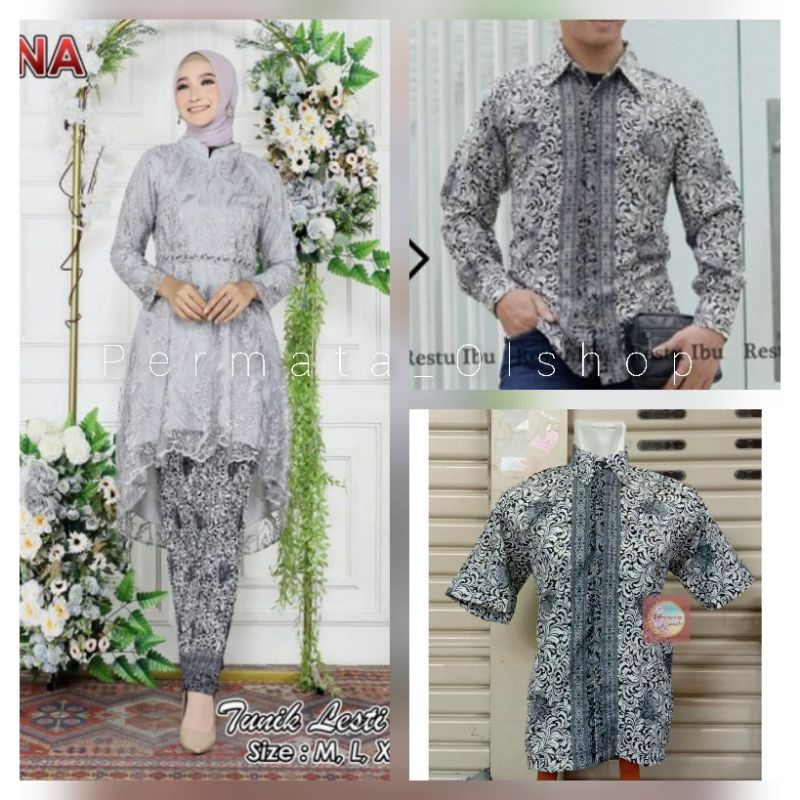 Permata Olshop / Couple Kebaya Aurora Zahra / Baju Couple Lamaran / Couple Kebaya dan Kemeja Batik / Couple Kebaya Lesty