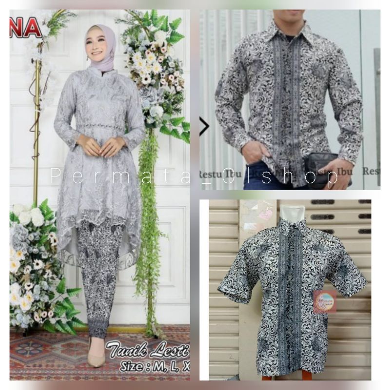 Permata Olshop / Couple Kebaya Aurora Zahra / Baju Couple Lamaran / Couple Kebaya dan Kemeja Batik / Couple Kebaya Lesty