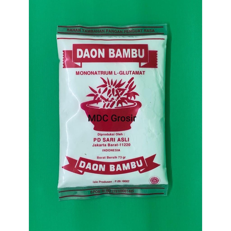 

Micin Vetsin Penyedap Rasa Cap Daon Bambu 73 Gram (isi 10pcs)