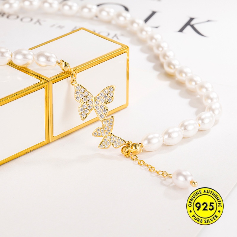 Kalung Rantai Emas 18K Dengan Liontin Kupu-Kupu Vintage Untuk Wanita Butterfly