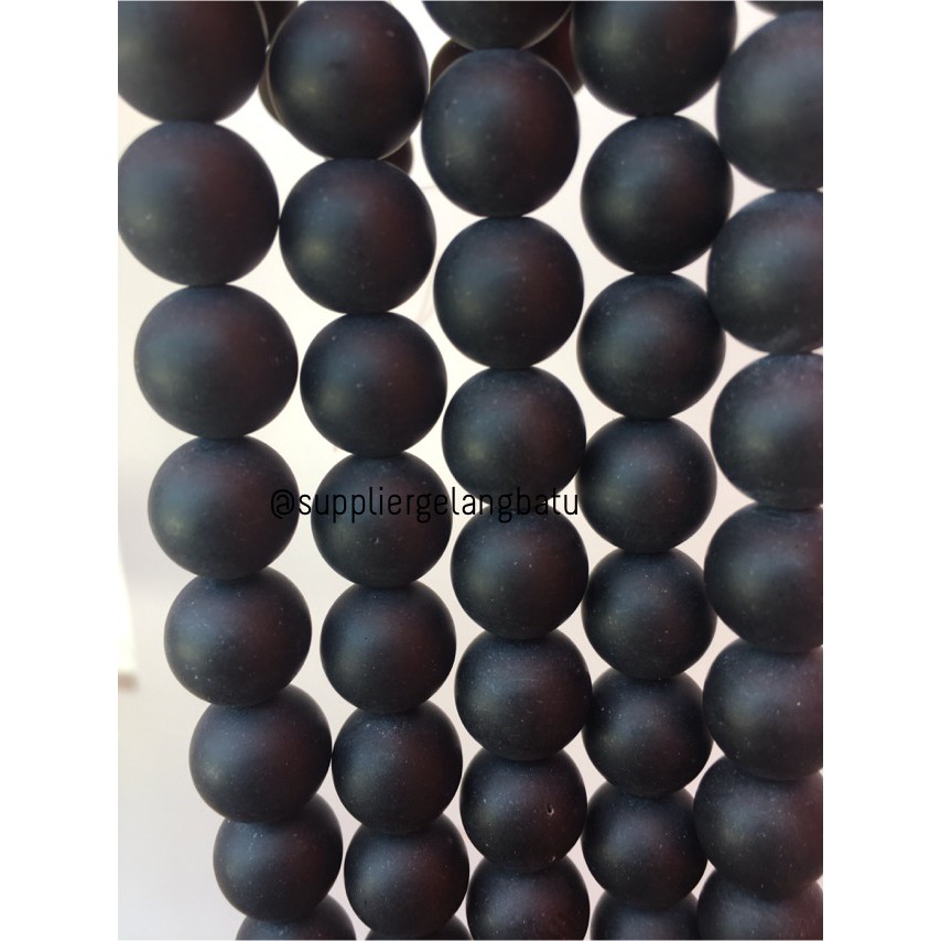 bahan batu blackstone 14mm doff onyx matte fashion gelang kalung hitam fashion black pendant craft