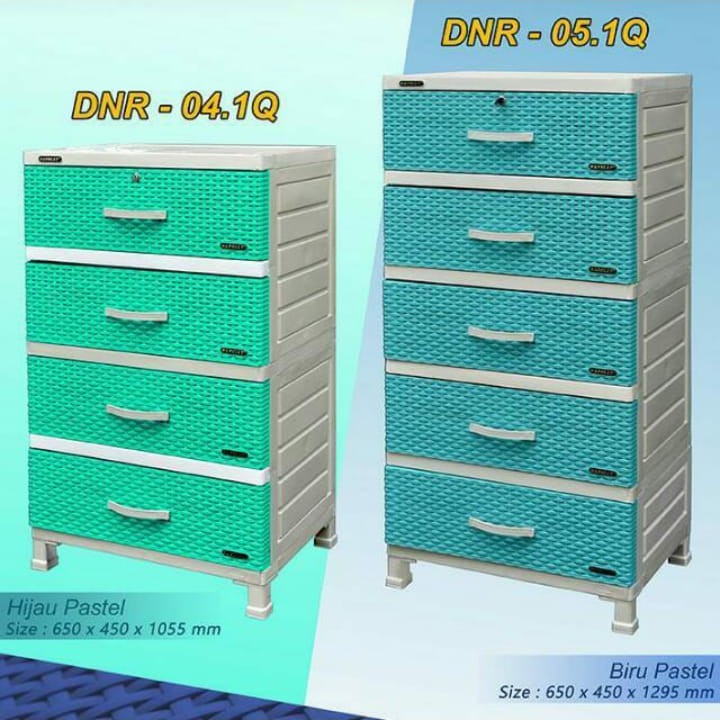 lemari plastik napolly 4S LACI JUMBO BIRU HIJAU