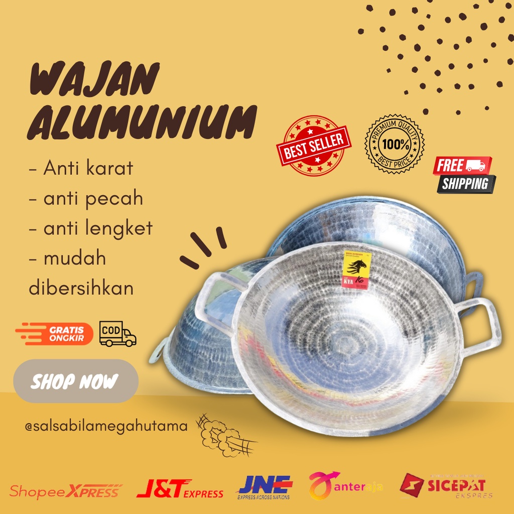 WJNALU125 - Penggorengan wajan katel kuali kenceng almunium alumunium jawa tebal anti lengket / kate
