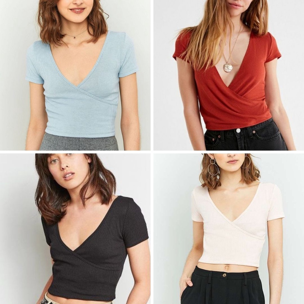 URBAN OUTFITTERS Ribbed Ballet Wrap Crop Top