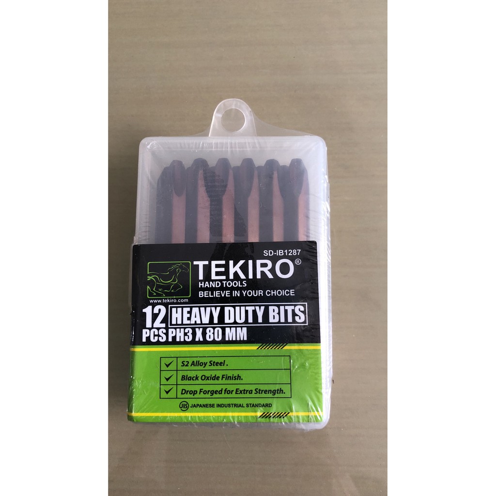 TEKIRO Mata Obeng Ketok Set 12 PCS PH3 x 80 MM / Impact Driver Bit Set PH3 Set 12Pcs Mata Obeng Ketok set 12pcs PH3 ph 3(+)