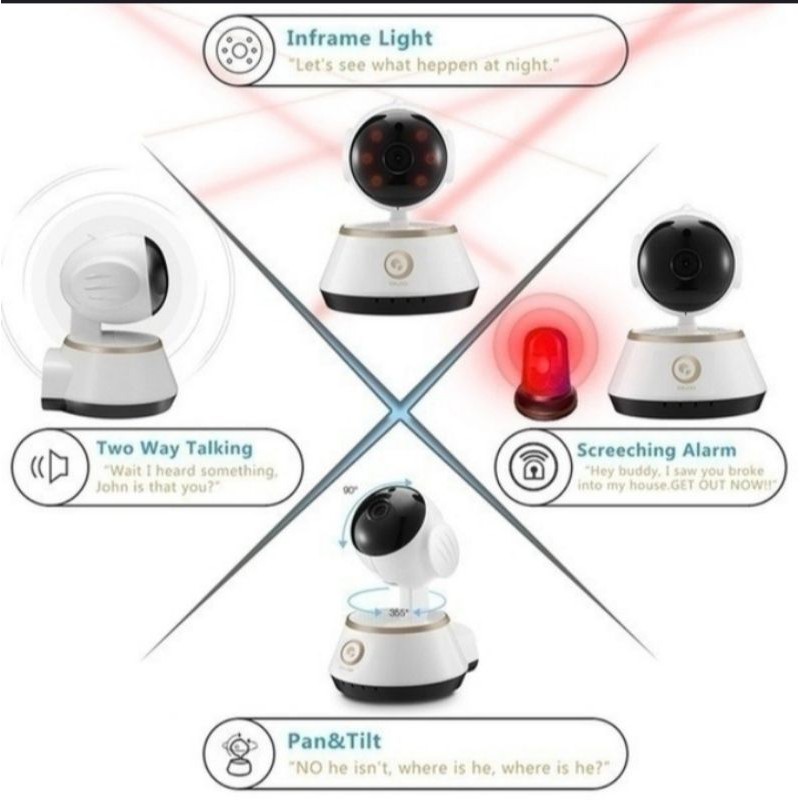 IP Camera Mini Wifi V380 Webcam Nirkabel Audio + sandisk 32GB