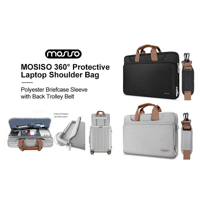 Tas Laptop Selempang Mosiso Shoulder Strap Size 15 16 inch abu