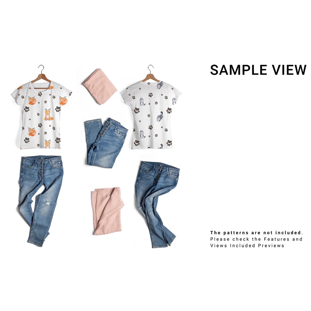 Womens T-Shirt And Jeans Mockup Set