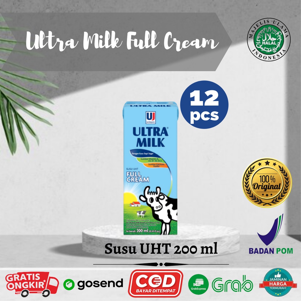

Susu Ultra Milk Susu UHT Full Cream Kotak 12 x 200ml 1/2 Dus