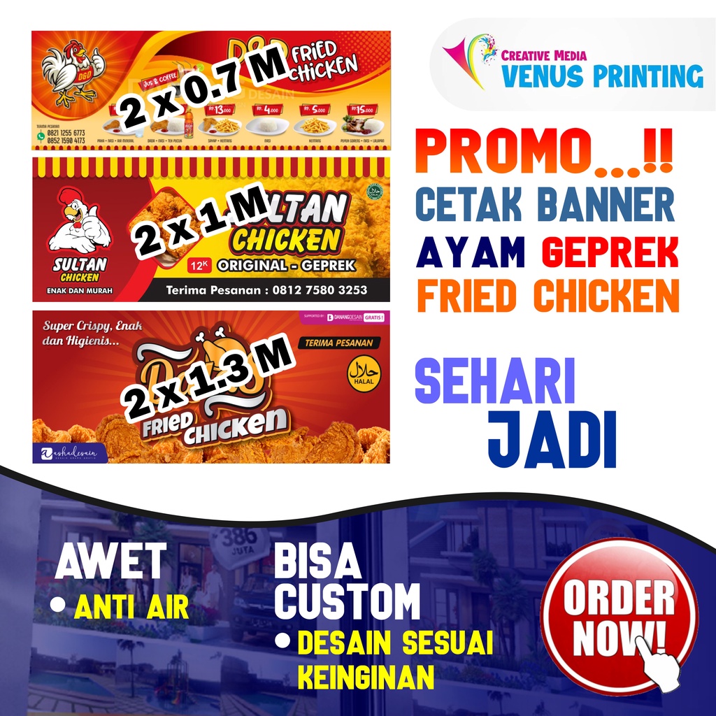 Banner Ayam Geprek Fried Chicken/Spanduk/MMT Usaha Ayam Geprek Fried Chicken - Banner Ayam Geprek Fr
