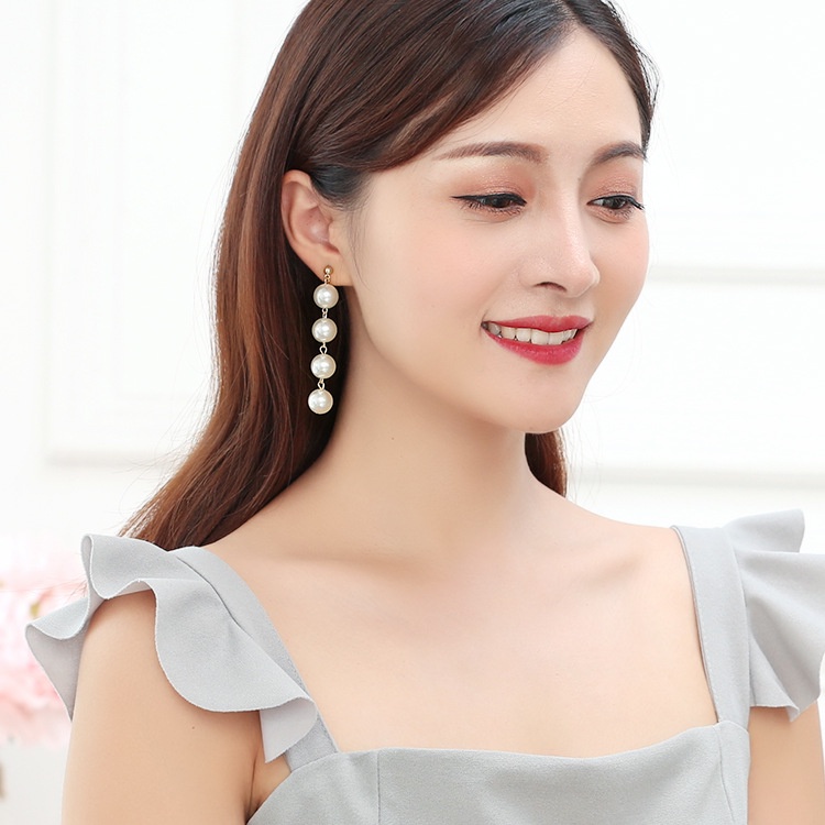 Jepang dan Korea Net merah angin sederhana anting-anting elegan berlebihan Mutiara besar panjang rum