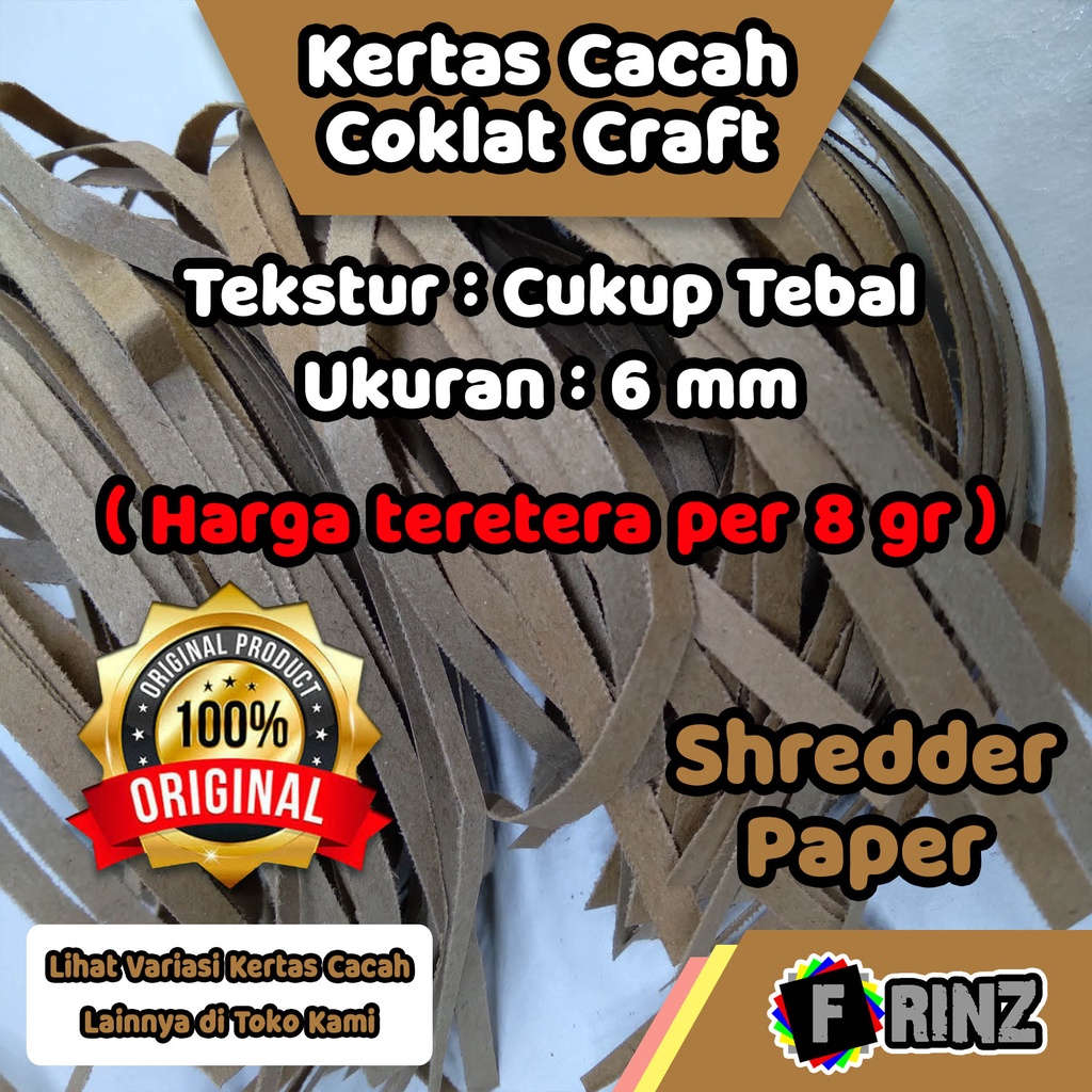 

Kertas Cacah ~ Permukaan Coklat Craft Cukup Tebal / Kertas Serut Brown Sack / Isian Hampers