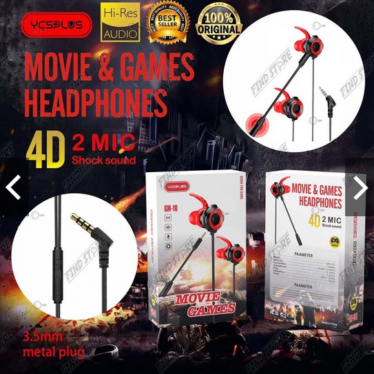 Headset Gaming YESPLUS GM-101 4D Double Mic Hitam