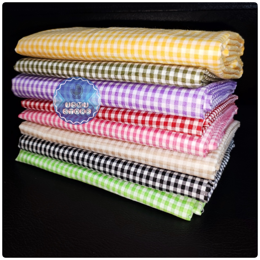 Kain Kotak-kotak Gingham 0.8 / 4 mm Lebar 150 cm/1,5 Meter Bahan Katun Polyester Kain Estetik Gaya Korea