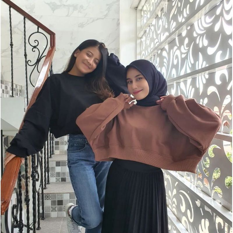 EXTRA CROOPE OVERSIZE | Sweater Oversize Crop Wanita | Korean Style