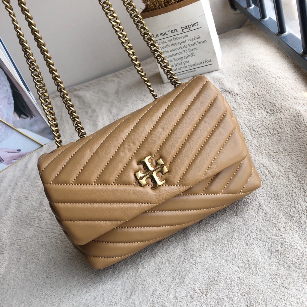 (SameDay Grab)  22cm Original TB sheepskin Kira Chevron 90452 Small ladies shoulder bag Crossbody bag