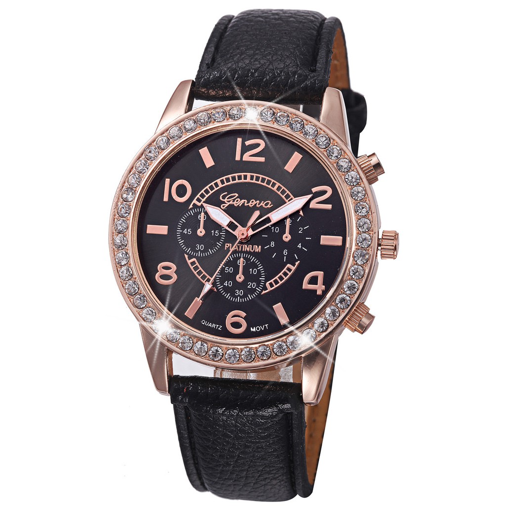 Fashion Wanita Jam  Tangan  Geneva  Analog Quartz Berlian 