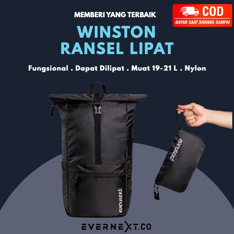 Tas Ransel Lipat Pria WINSTON Foldable Bag Tas Punggung Travelling Besar Jalan