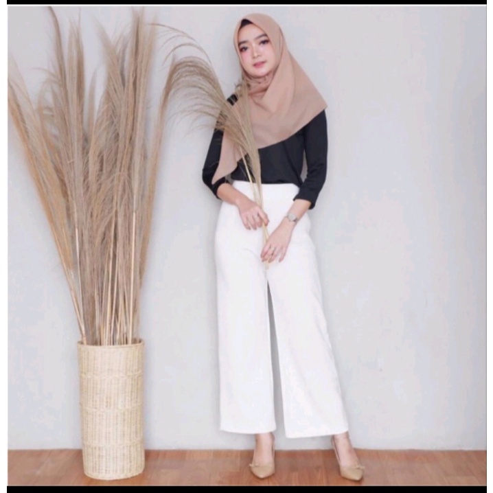 kulot scuba putih panjang wanita