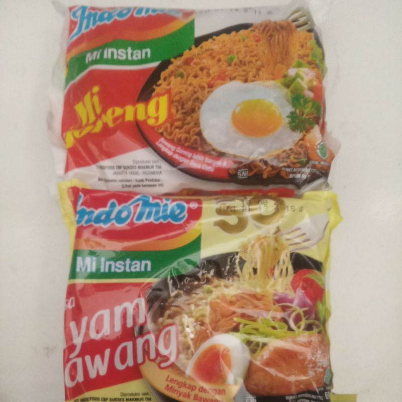 

Indomie Mi instan kuah dan goreng