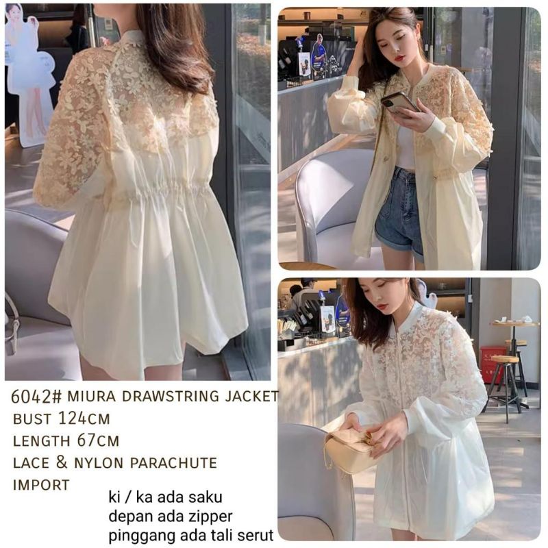 MDLV ~ 6042# Miura Drawstring Jacket Lace Outer Daisy Lace Premium Fashion Import