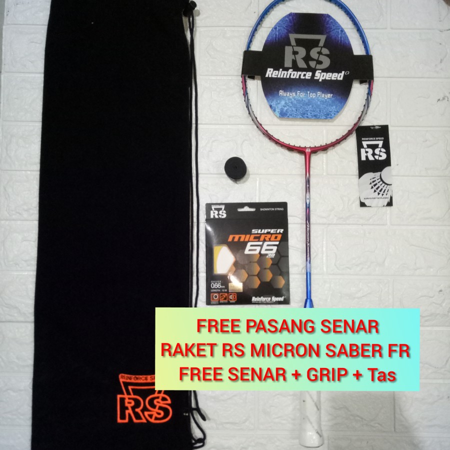 RAKET BADMINTON RS MICRON SABER FR FREE SENAR + GRIP + TAS