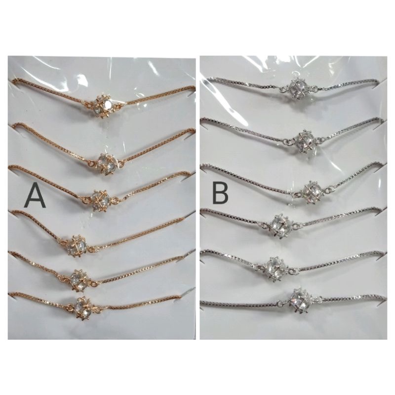 NCi233. Gelang tali serut xuping wanita lapis emas dgn mata zircon ukuran flexibel (bisa di besar kecilkan)