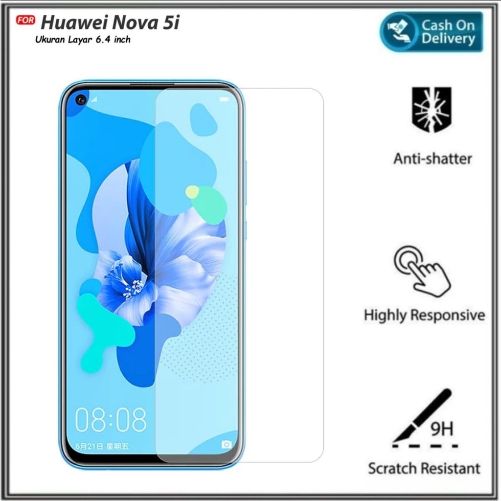 Tempered Glass Huawei Nova 5i Anti Gores Kaca Clear Screen DI ROMAN ACC