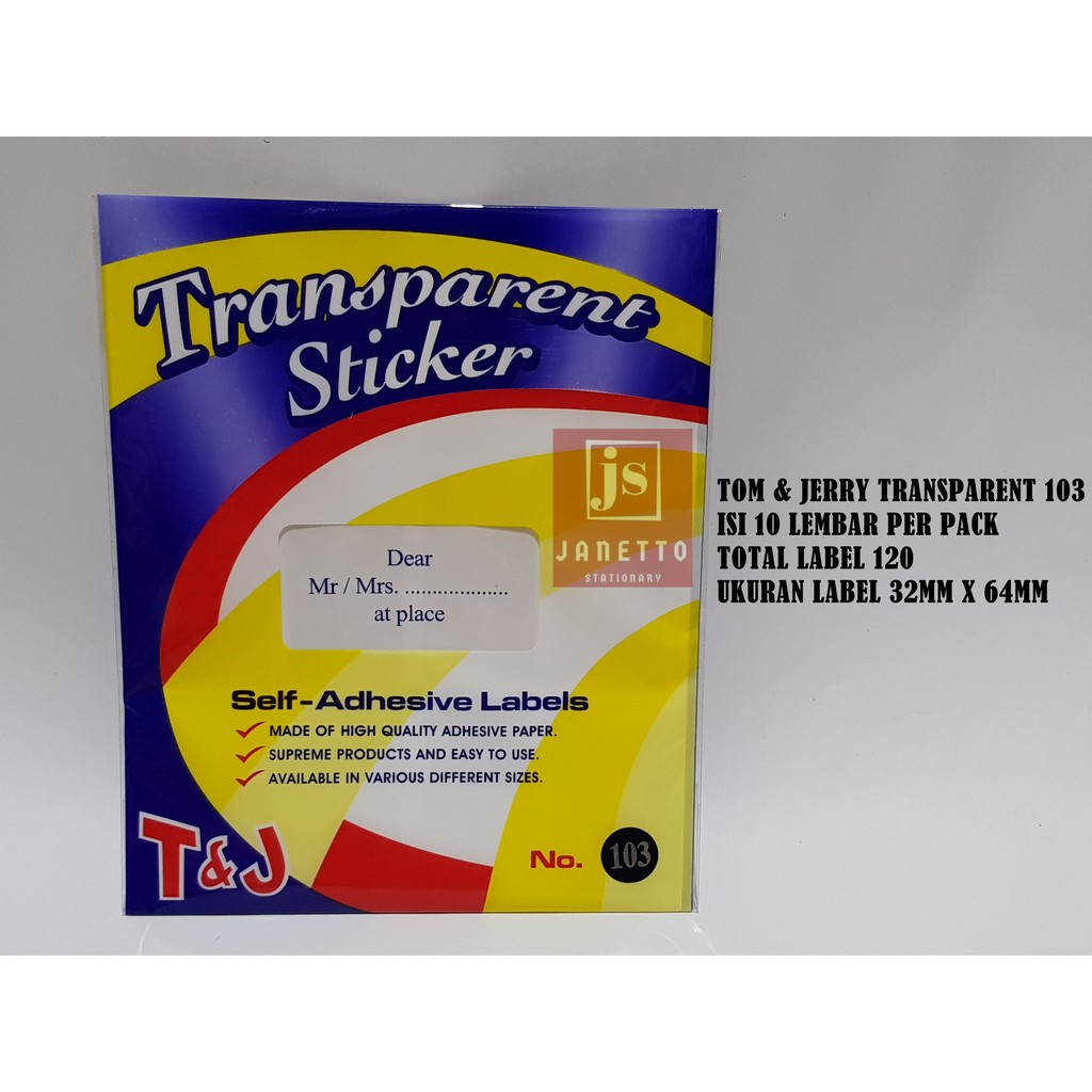 

JUAL LABEL TRANSPARAN TOM AND JERRY 103