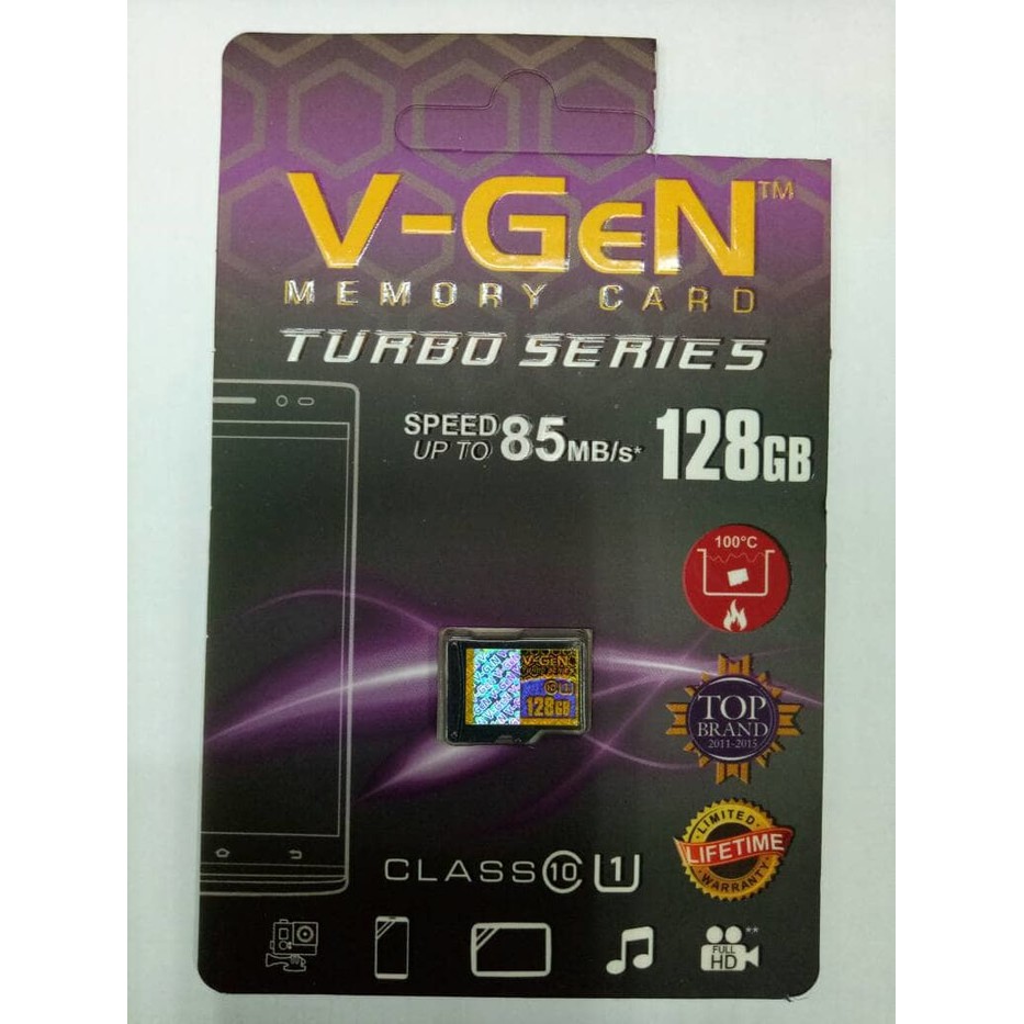 Memory Card V-GeN Micro Sd Turbo Series 128gb 85mb/s