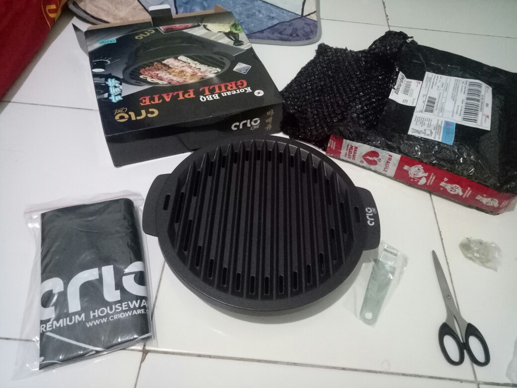 Pemanggang Bbq/pemanggang Sate/pemanggang Korea Praktis Crio Chef Korean Bbq Grill Plate Bonus Tongs