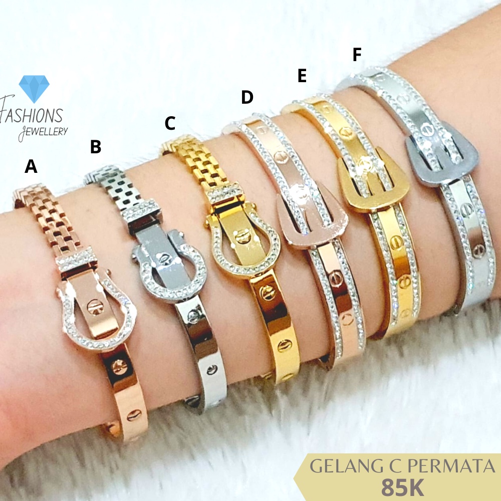 Gelang Titanium C Gesper Permata