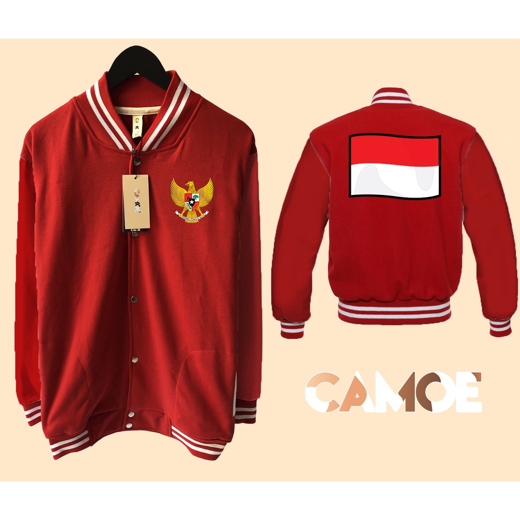 Jaket Baseball Varsity Bendera indonesia 3D Merah Putih
