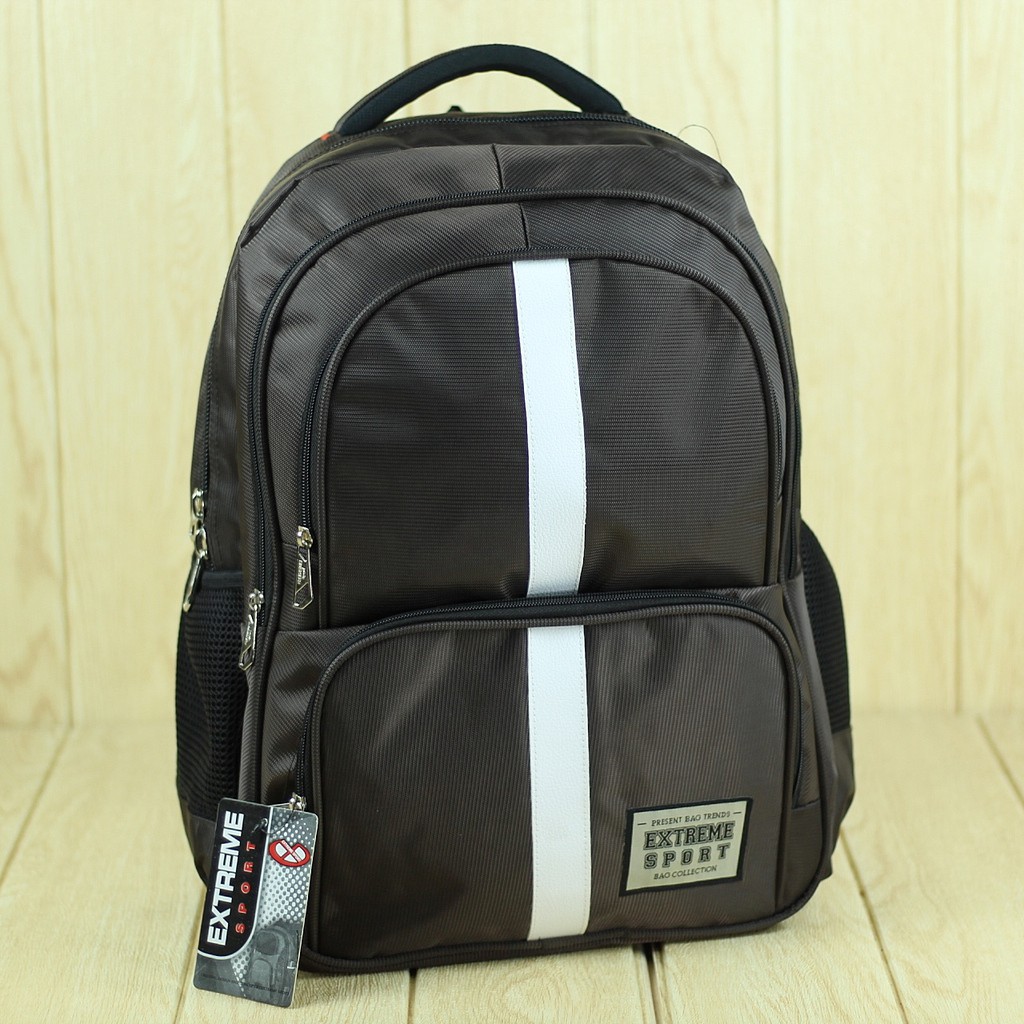 Tas Punggung Extreme Coklat Garis Putih Back Pack Pria Wanita Sekolah