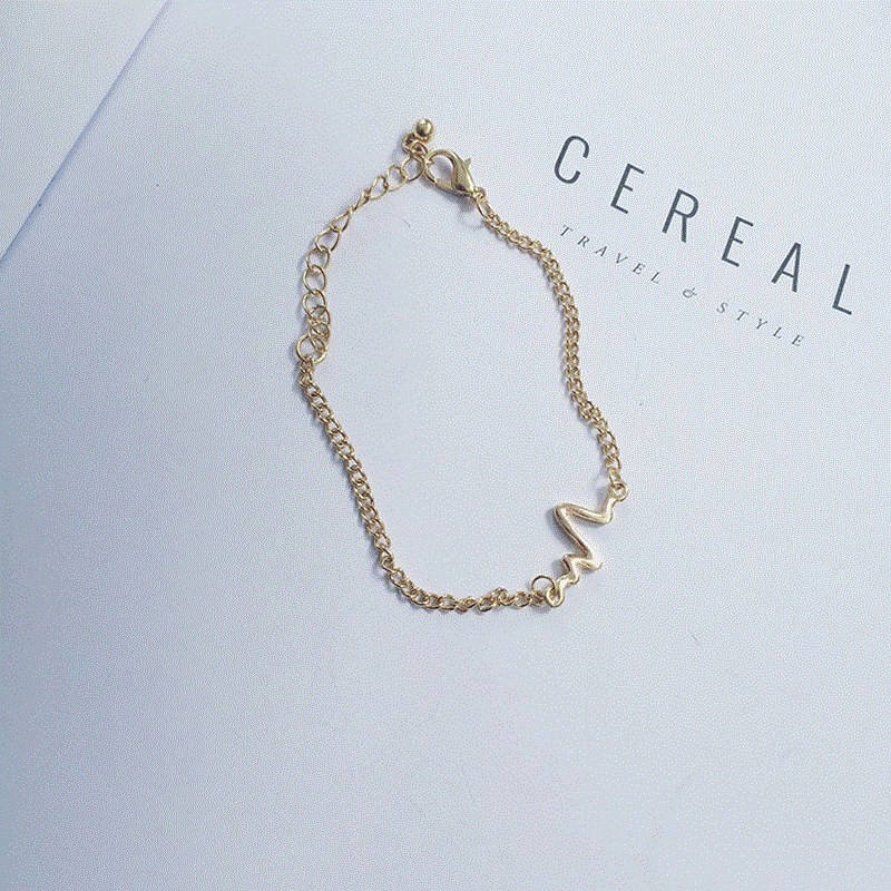 MURMURE.ID | GELANG TANGAN KAKI RANTAI KOREA DENGAN LIONTIN DETAK JANTUNG JW006-4