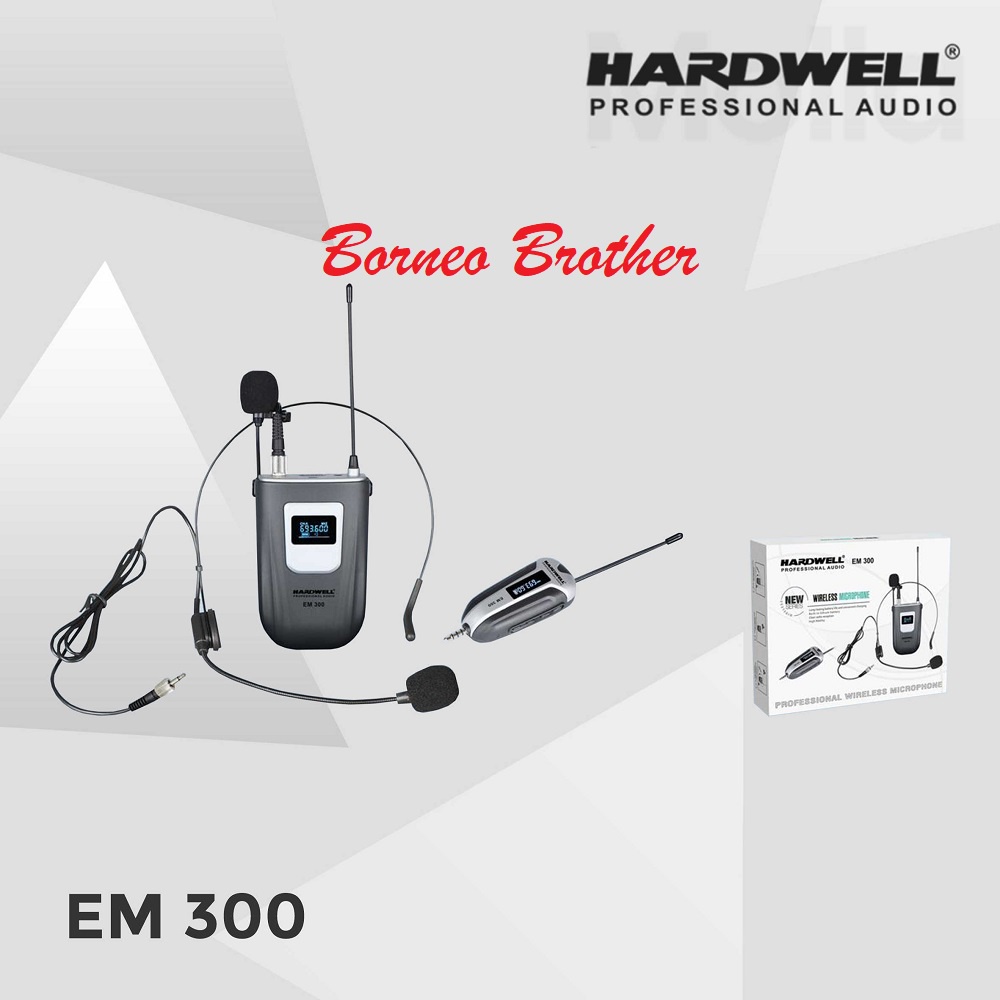 Mic Wireless Hardwell EM 300 EM300 Original 1 Mic Headset 1 Mic Clip On