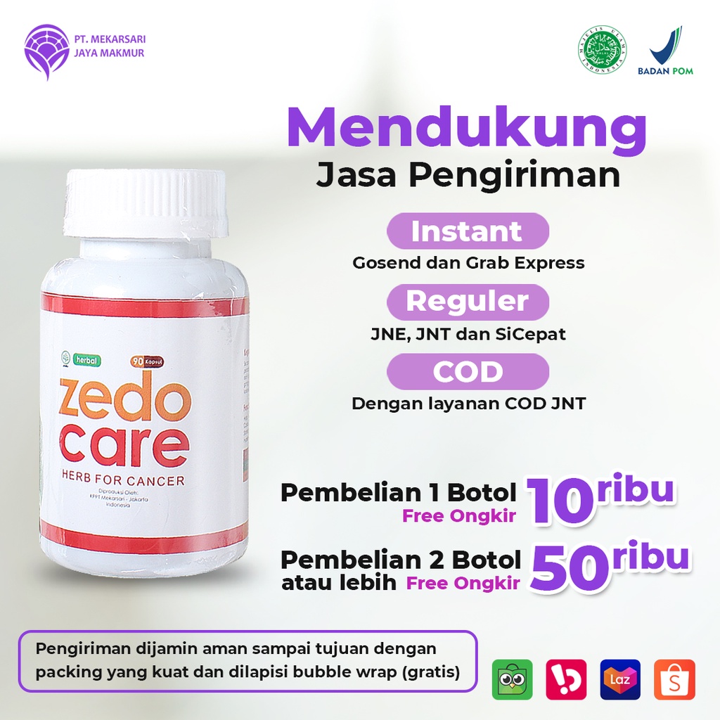 Herbal Zedo Care Untuk Obat Kista Miom Tumor dan Kanker isi 90 Kapsul Produk KPPT Mekarsari Jakarta