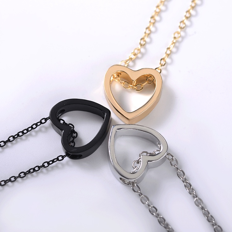 Kalung Bentuk Hati Model Hollow Bahan Stainless Steel Untuk Hadiah Valentine