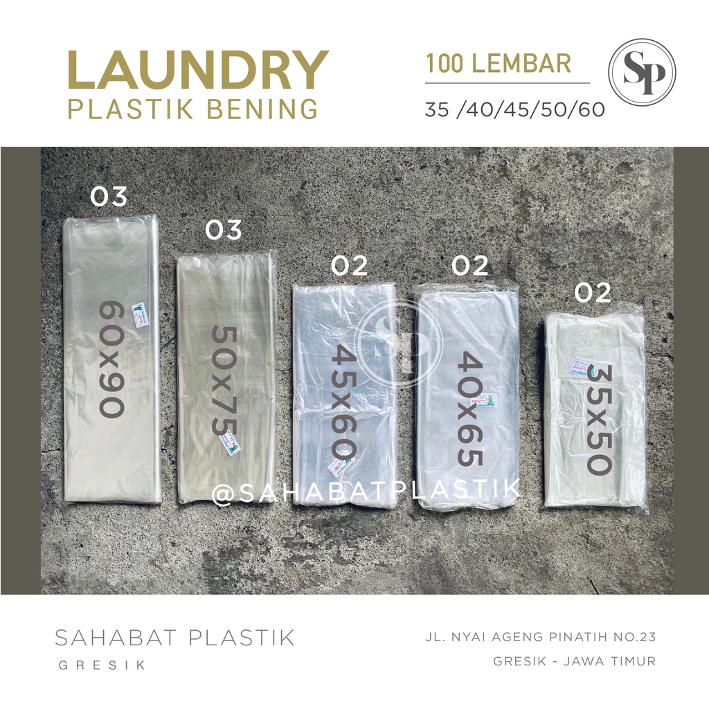 100LEMBAR PLASTIK LAUNDRY KILOAN 45x60/ Kantong plastik PP bening, Plastik bening Uk 35x50, plastik 