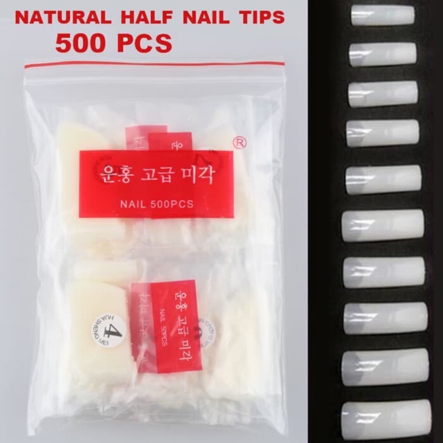 Half tip nail extension natural / kuku palsu extension 500pcs kupal extension