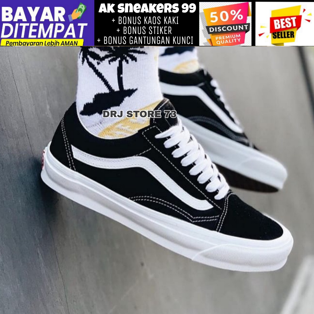 SEPATU 100% PREMIUM VANS OLDSKOOL 05 OG BLACK WHITE WAFFLE DT BNIB SEPATU PRIA SEPATU KEREN