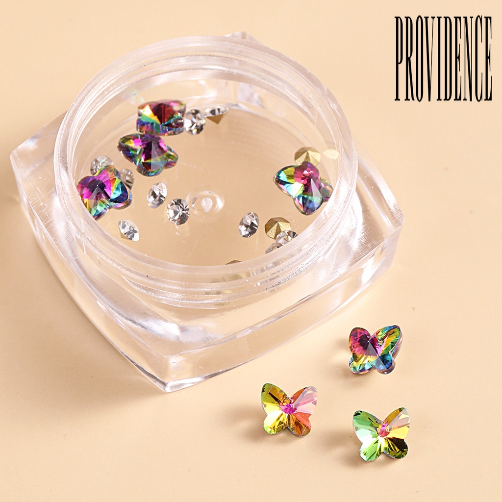 Providence Ornamen Kupu-Kupu Kaca Multi Warna Dekorasi Nail Art DIY