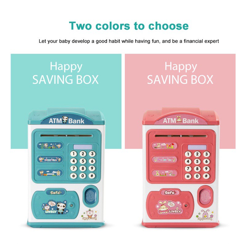 Electronic Piggy Bank ATM Password Money Box Cash Coins Saving ATM Bank Safe Box Auto Scroll Paper Banknote Gift For Kids Toys