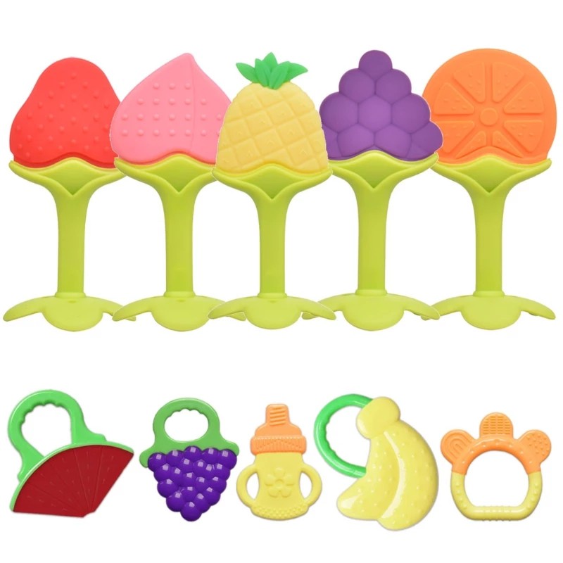 Teether Baby Fruit / Mainan Gigit Bayi Motif Buah Aman / Empeng Bayi Teeth Development Aman Foof Gra