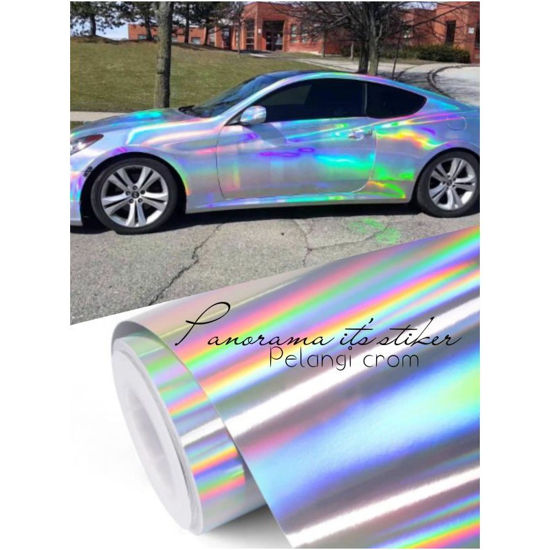 SKOTLET /STICKER MOTOR /HOLOGRAM PELANGI PUTIH /SKOTLET STICKER LASER SILVER