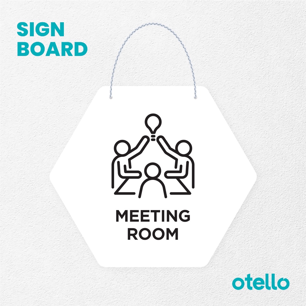 Otello Sign Meeting Room Signage Board Acrylic Papan Gantung Label Akrilik Rantai Petunjuk Toko Modern Minimalist Kafe Restoran Kantor Gedung Cafe