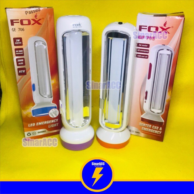 Senter fox GF 705 / 706 Emergency Super Terang led emergency panjang besar padam listrik lampu darurat