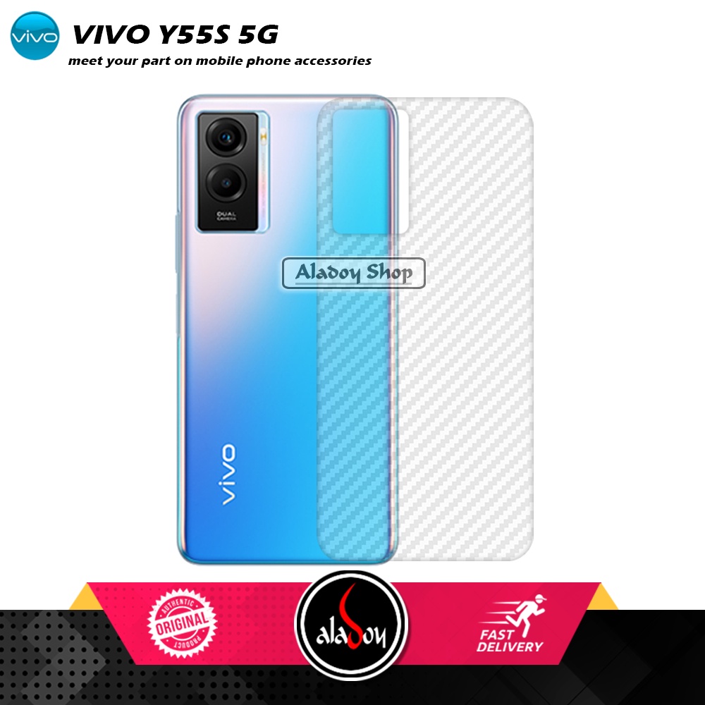 PAKET 2 IN 1 Tempered Glass Layar Vivo Y55S 5G + Skin Carbon Film 3D