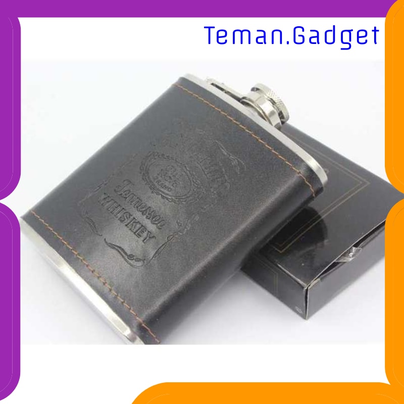 TG-OL031 BOTOL BIR HIP FLASK STAINLESS STEEL LEATHER 7OZ